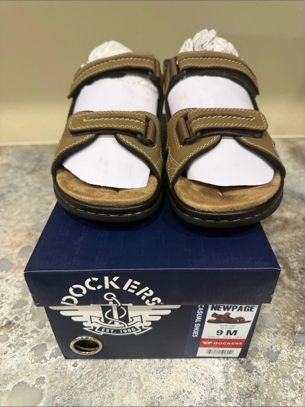 Dockers Olive/Tan Men's Two-Strap Hook-and-Loop Sandals